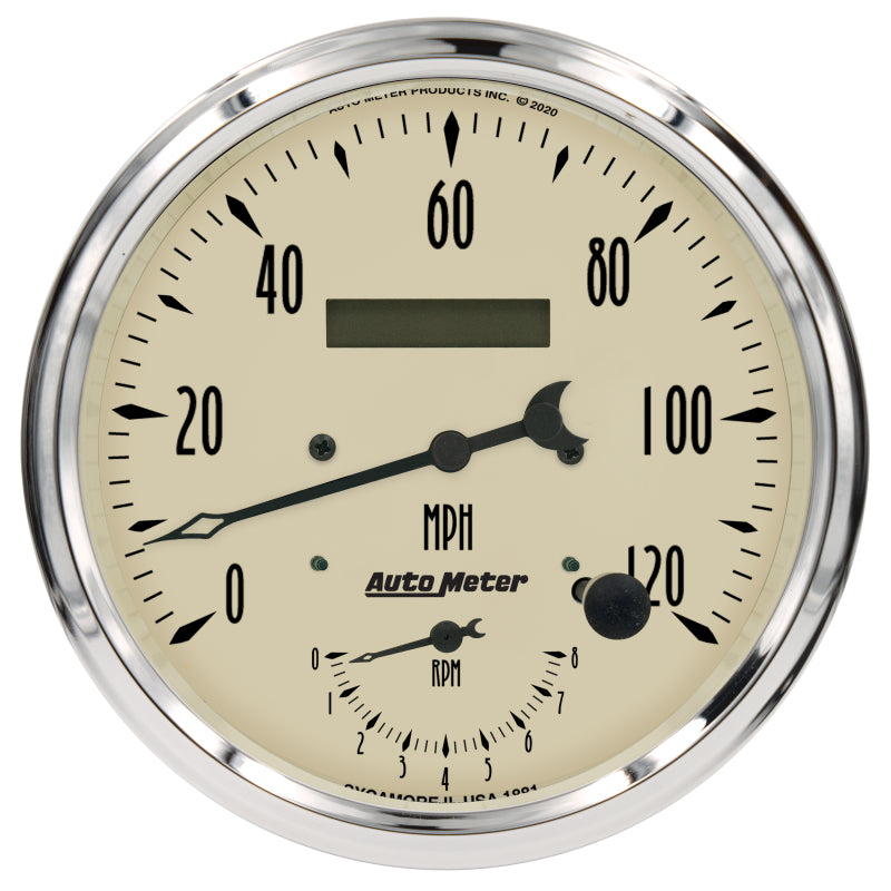AutoMeter Antique Beige Tach/Speedo 5in. Gauge - 120mph & 8k RPM