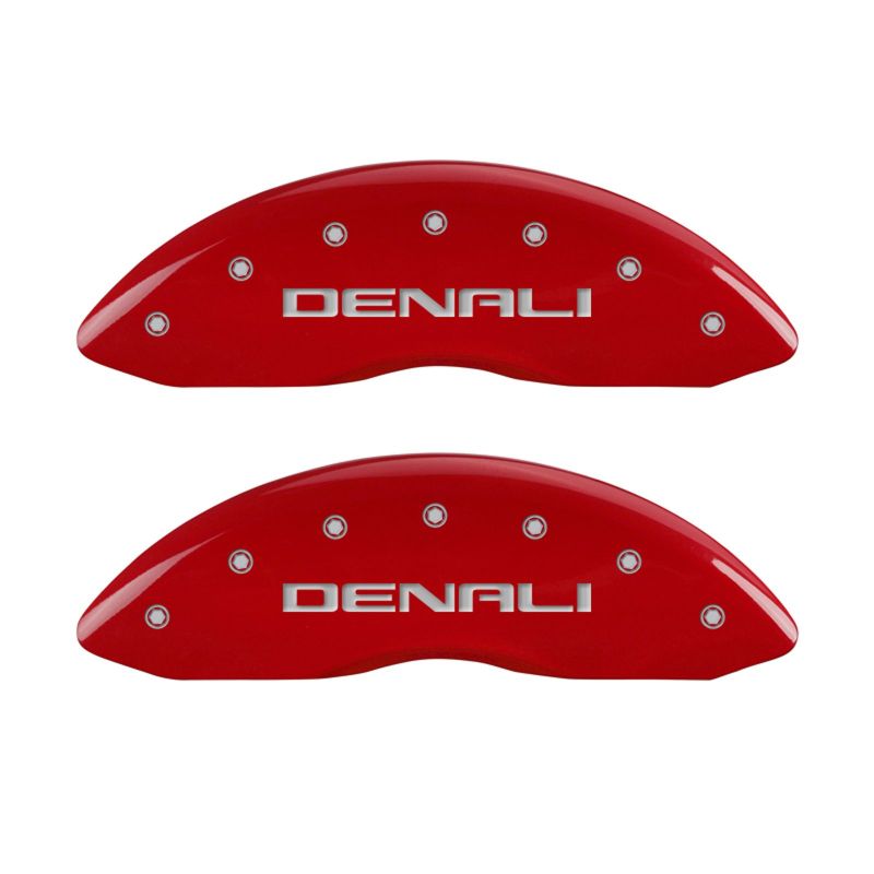 Cubiertas de pinza MGP 4 grabadas delanteras y traseras Acabado en rojo Denali plateado