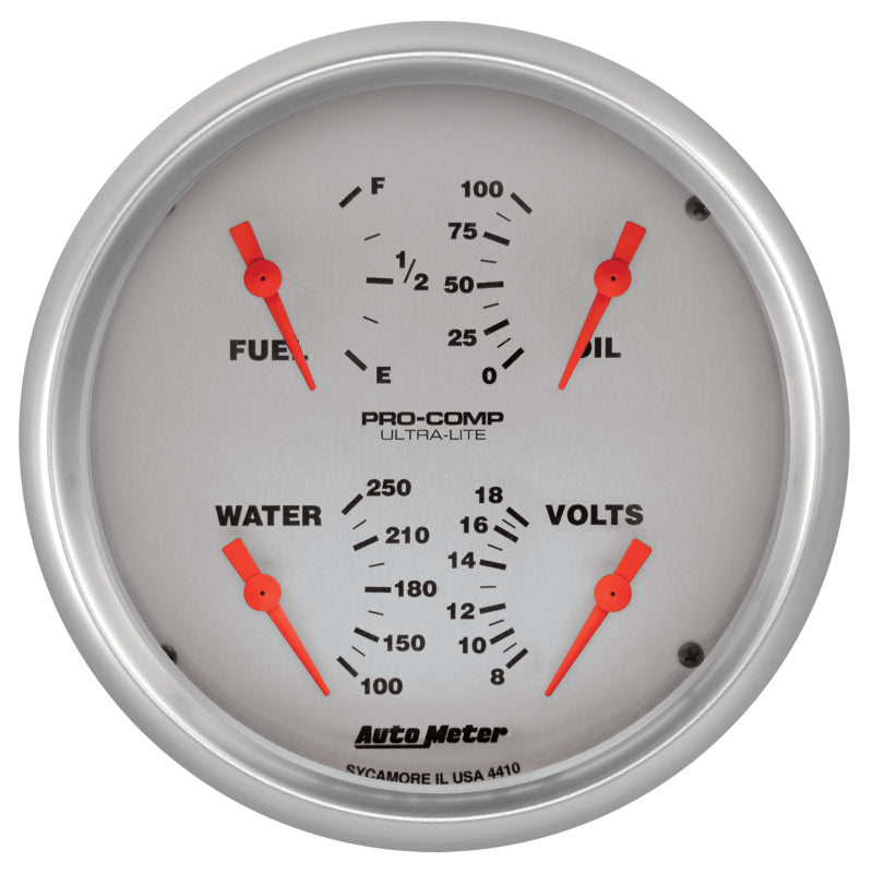 AutoMeter Ultra-Lite Quad 5in. 240 Ohm (E) - 33 Ohm (F) Electric Gauge — Universal Fit