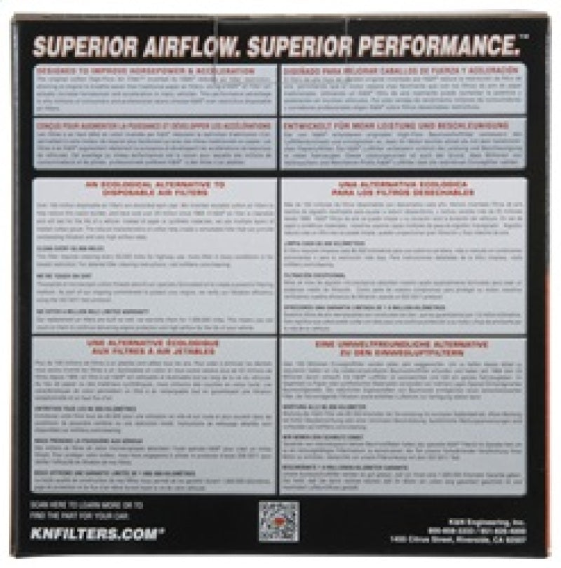 K&N Universal Custom Air Filter Tapered Conical 170mm Base OD x 60mm Top OD x 124mm Height — Fits Various Applications