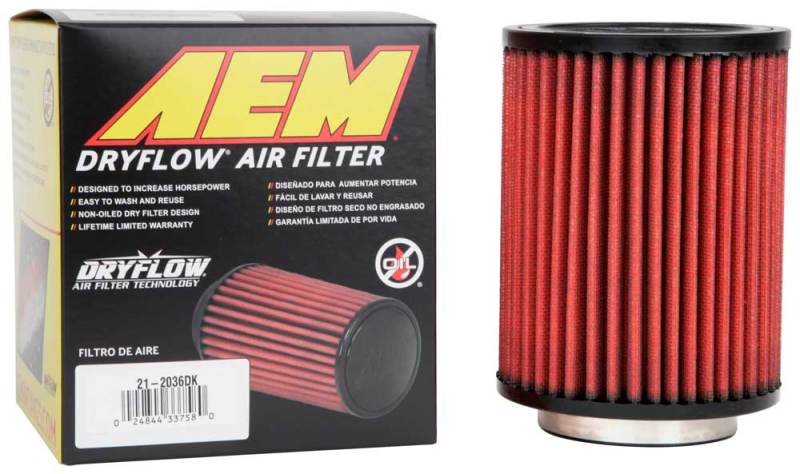 AEM Dryflow 3in. Flange x 5in. OD x 6.5in. H Air Filter — Universal Fit