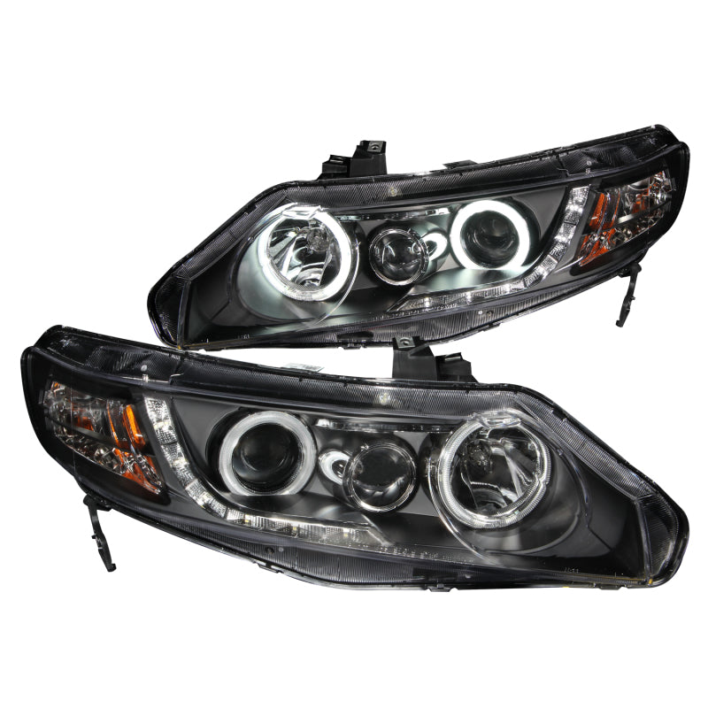 Faros delanteros con proyector ANZO para Honda Civic 2006-2011 con Halo negro (CCFL)