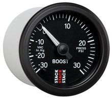 Cargar imagen en el visor de la galería, Autometer 52mm Stack Instruments -30INHG to +30PSI Mechanical Boost Gauge - Black