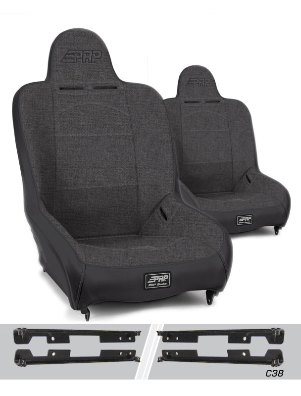 PRP Premier High Back Suspension Seats Kit for Jeep Wrangler JK/JKU (Pair) - Gray