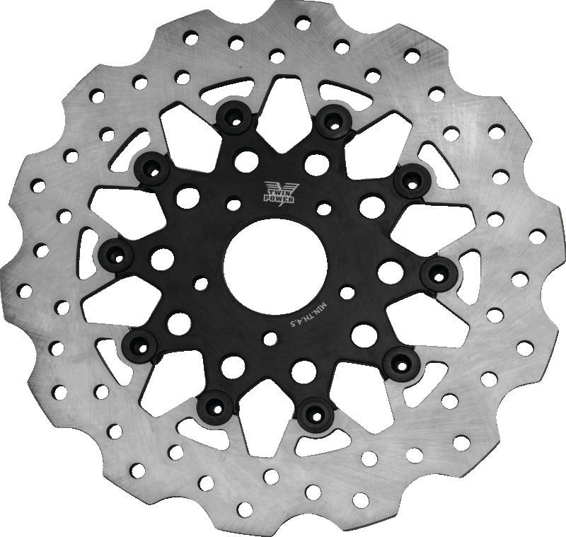 Twin Power 08-Up Touring 06-17 Dyna Front 11.8 Scalloped Floating Rotor Black Mesh