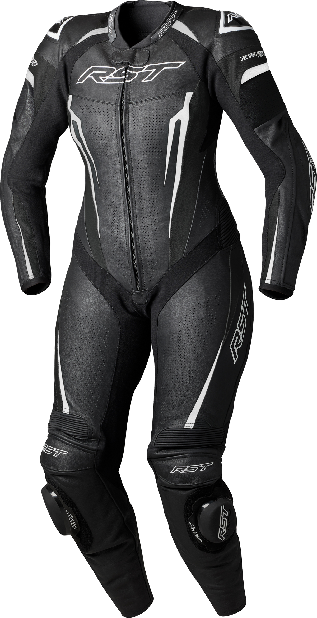RST Womens Tractech EVO D3O Suit Black/White Leather SM (103643WHI-10)