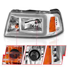 Cargar imagen en el visor de la galería, ANZO 2001-2011 Ford Ranger Crystal Headlights w/ Light Bar Chrome Housing