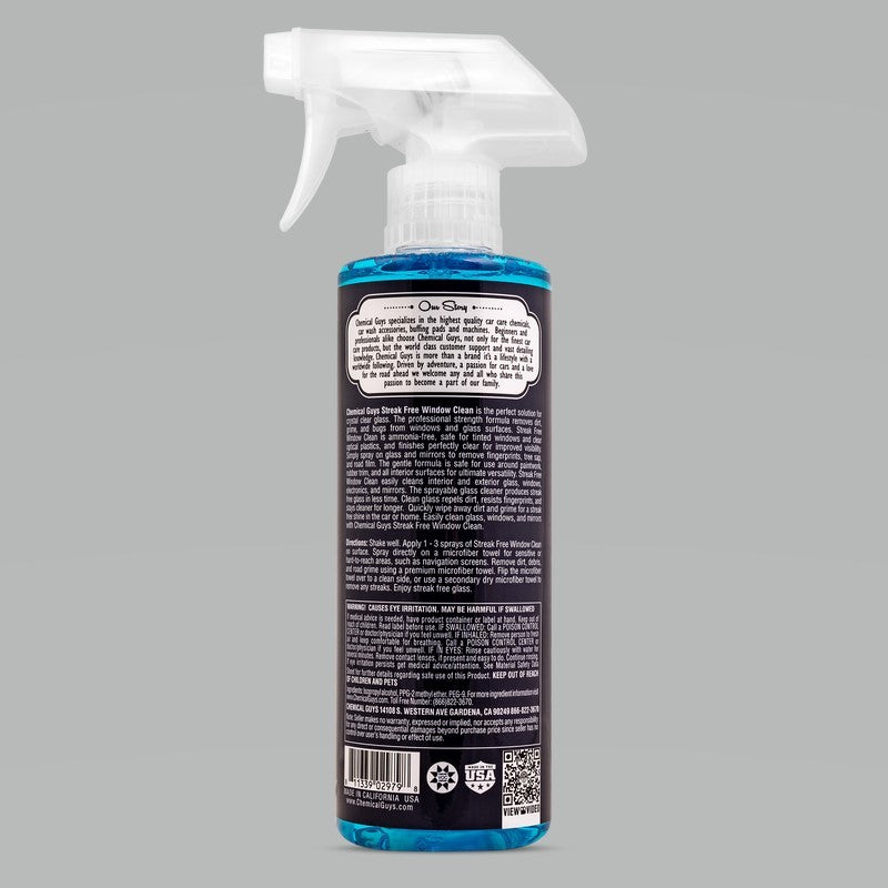 Limpiador de vidrios para ventanas sin rayas de Chemical Guys, 16 oz