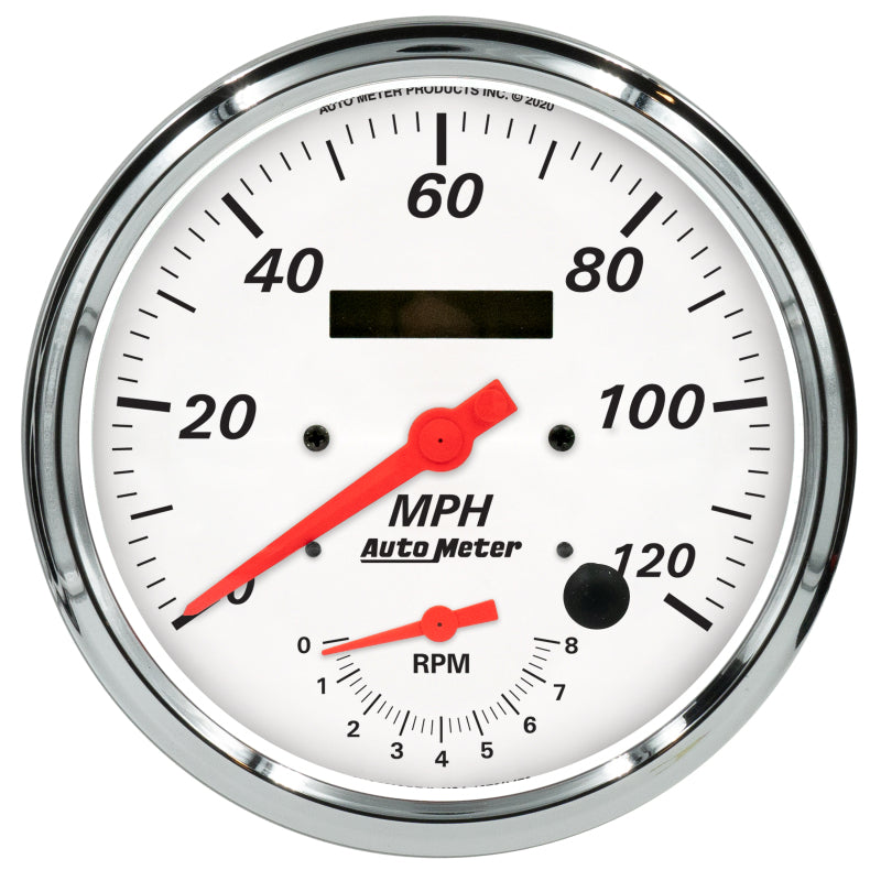 AutoMeter Arctic White 5in. Tachometer/Speedometer - 120mph & 8k RPM