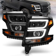 Cargar imagen en el visor de la galería, ANZO 2015-2020 Chevy Tahoe Projector Headlights Plank Style Black w/DRL