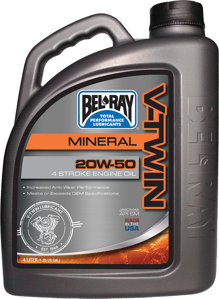 BEL-RAY V-Twin Mineral OIL 20W50 4L (4/Case Sold EA) (96905-BT4)