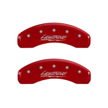 Cargar imagen en el visor de la galería, MGP 4 Caliper Covers Engraved Front &amp; Rear Lightning Red finish silver ch