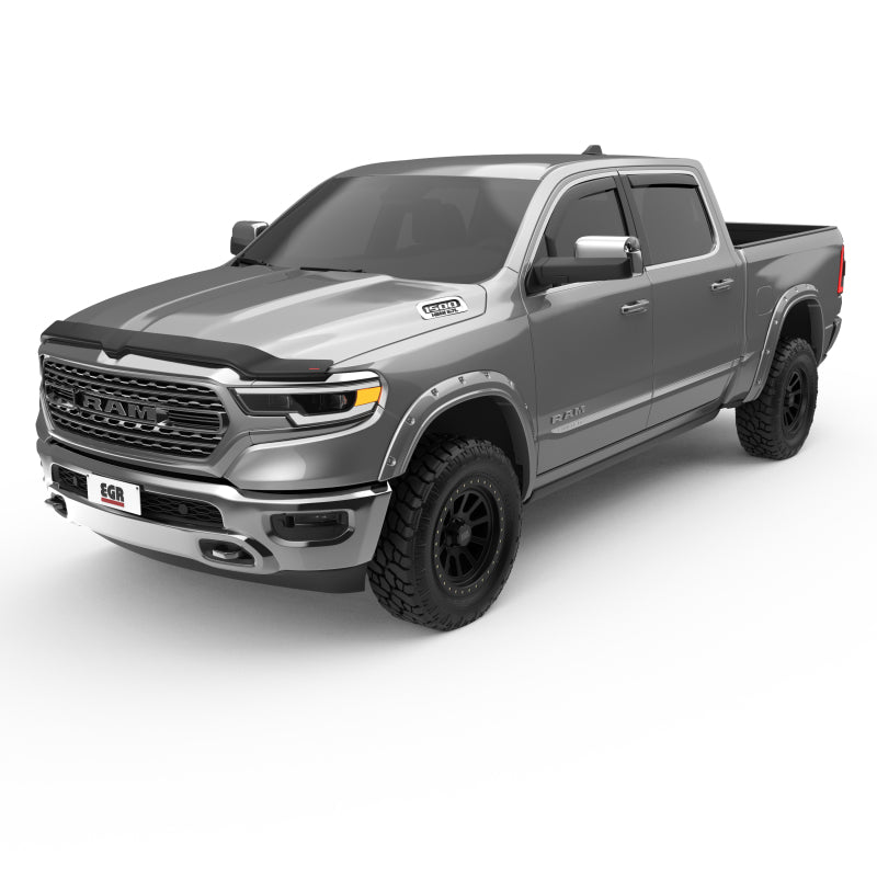 Juego de 4 viseras para ventanas en canal SlimLine para Dodge Ram 1500 Crew Cab 2019 de EGR, color humo oscuro