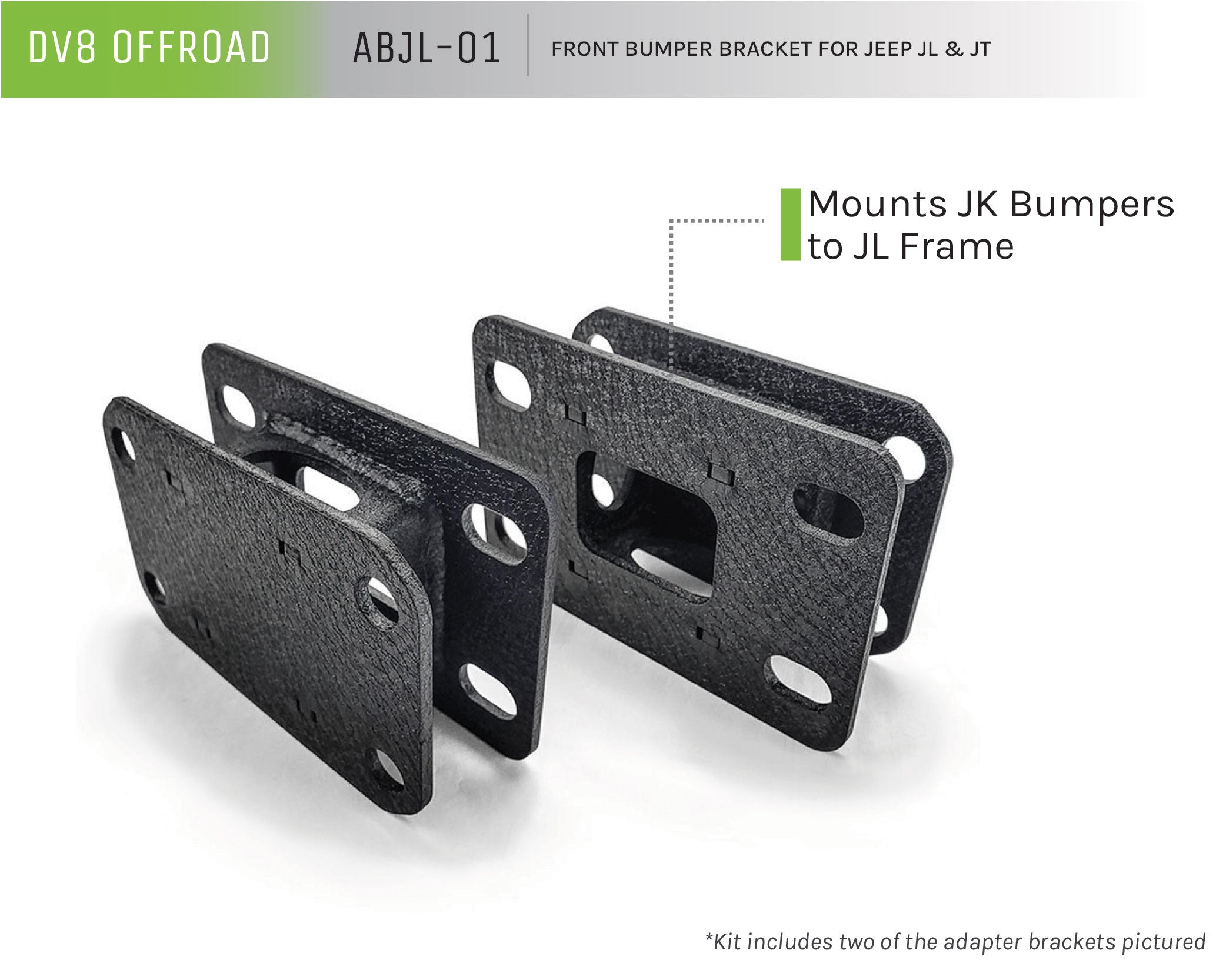 DV8 Offroad Jeep JL/Gladiator Front Bumper Bracket — JK to JL Adapter