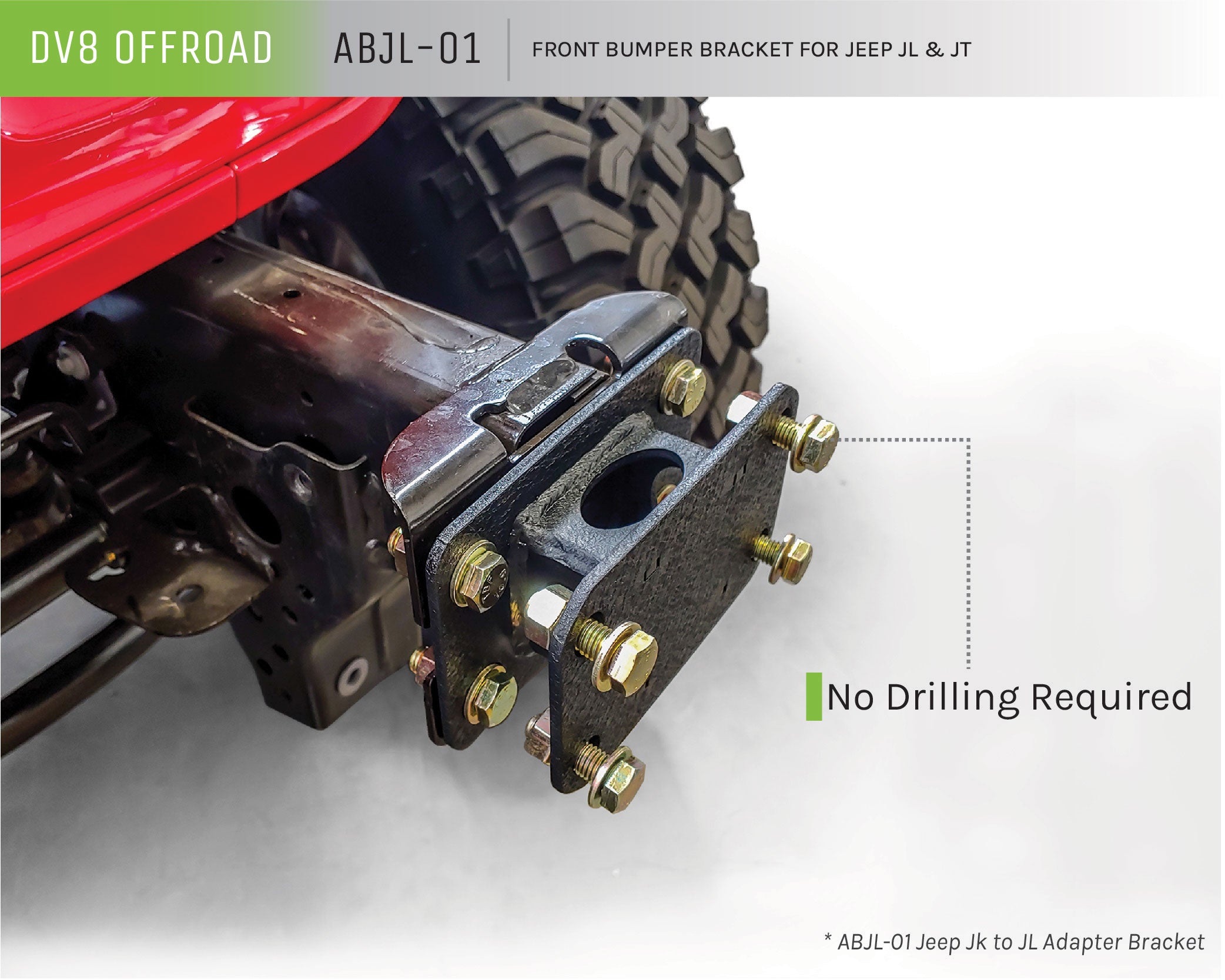DV8 Offroad Jeep JL/Gladiator Front Bumper Bracket — JK to JL Adapter