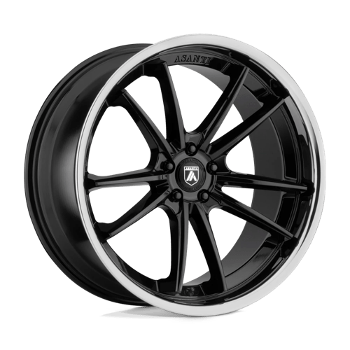 Asanti Black AB23 24x9 5x115 Gloss Black Chrome Lip Wheel 15mm Offset