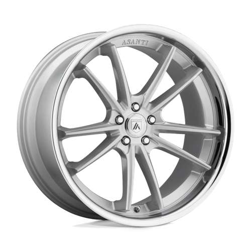 Asanti Black AB23 20x9 5x4.5 Brushed Silver Chrome Lip Wheel — 35mm Offset Style