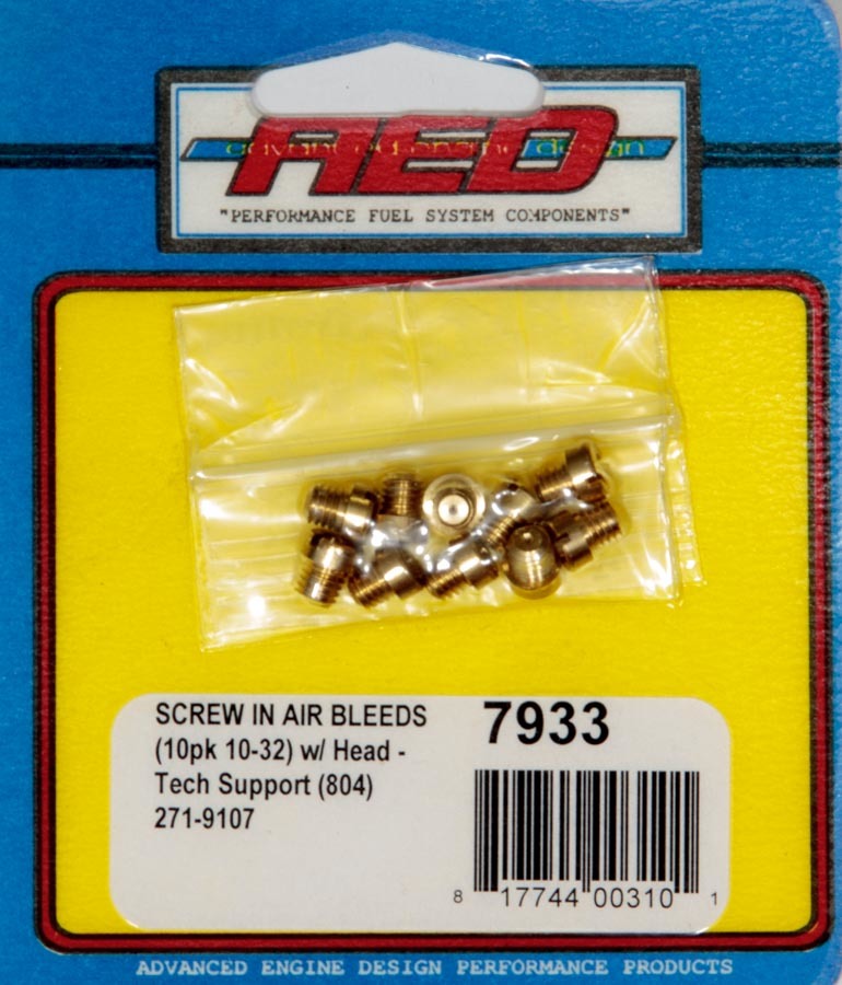 Advanced Engine Design 10-32 Screw-In Air Bleed (10pk) w/Head