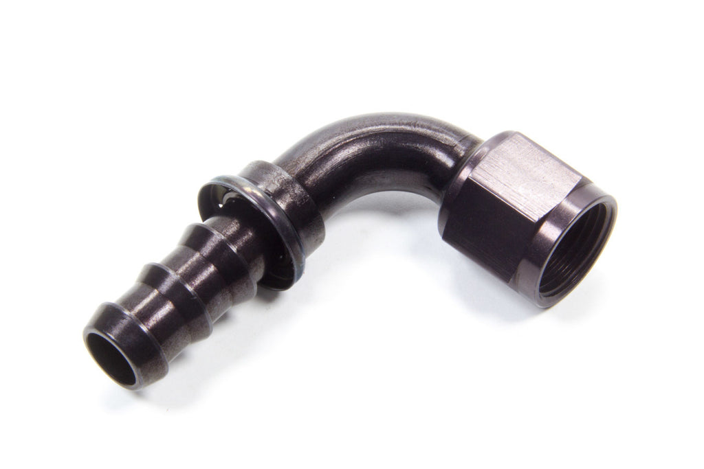 #10 90-Degree Black Anodized Aluminum Hose Fitting with AQP Socketless Technology