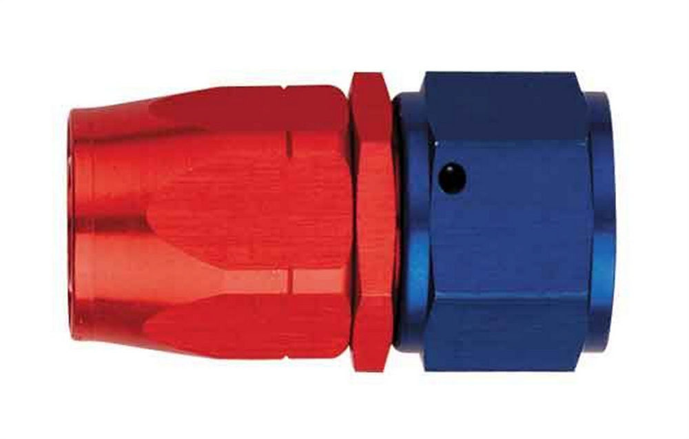 Straight Aluminum Hose End Fitting - Blue/Red Anodized