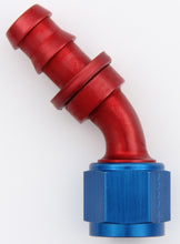 Load image into Gallery viewer, #10 45-Degree Aluminum Hose Fitting in Blue &amp; Red Anodized Finish