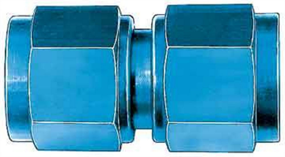 Female Flare Swivel Adapter, Straight Aluminum Fitting - Blue Anodized