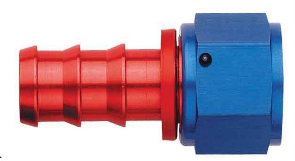 Straight Socketless Aluminum Hose End - Blue/Red Anodized