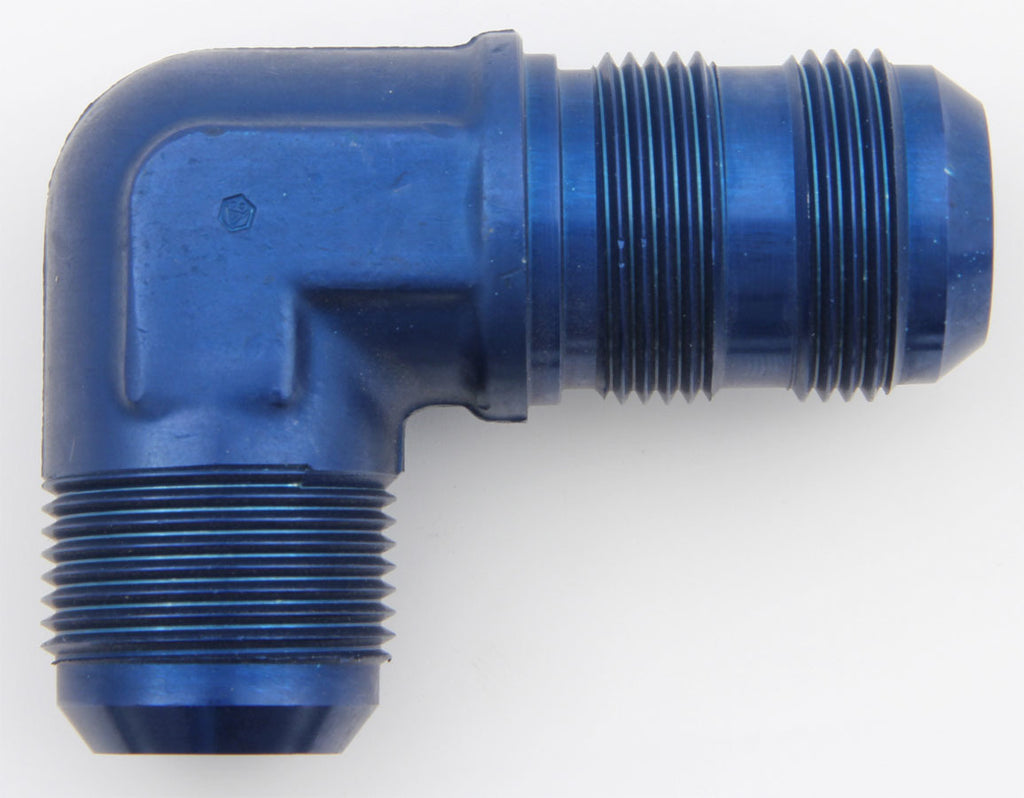 Male Bulkhead - 90 Degree Aluminum Union - Blue Anodized