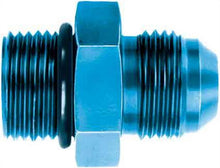 Cargar imagen en el visor de la galería, MALE O-RING TO 12AN MALE STRAIGHT ALUMINUM FITTING, BLUE ANODIZED