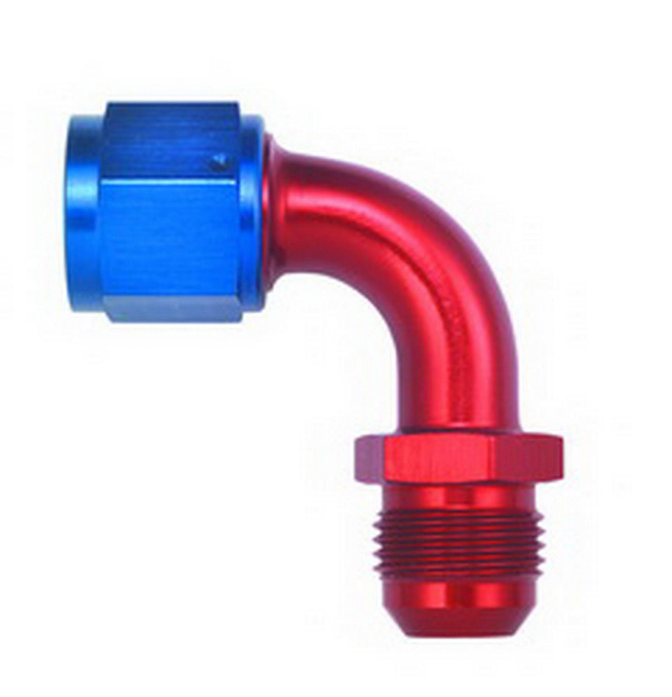 Male to 12 Female 90-Degree Swivel Fitting - Aluminum Blue/Red