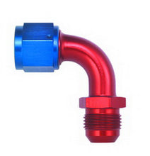 Load image into Gallery viewer, Male to 12 Female 90-Degree Swivel Fitting - Aluminum Blue/Red