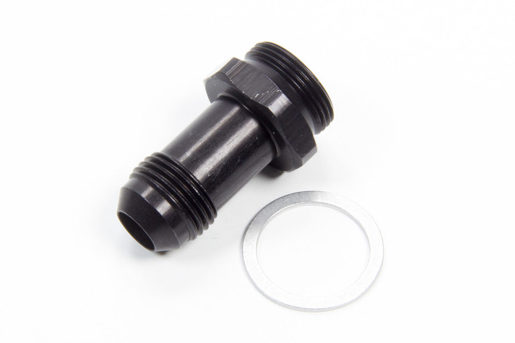 Dual Feed Holley Black Carburetor Inlet Fitting: 8 AN Male to 7/8-20 in Male