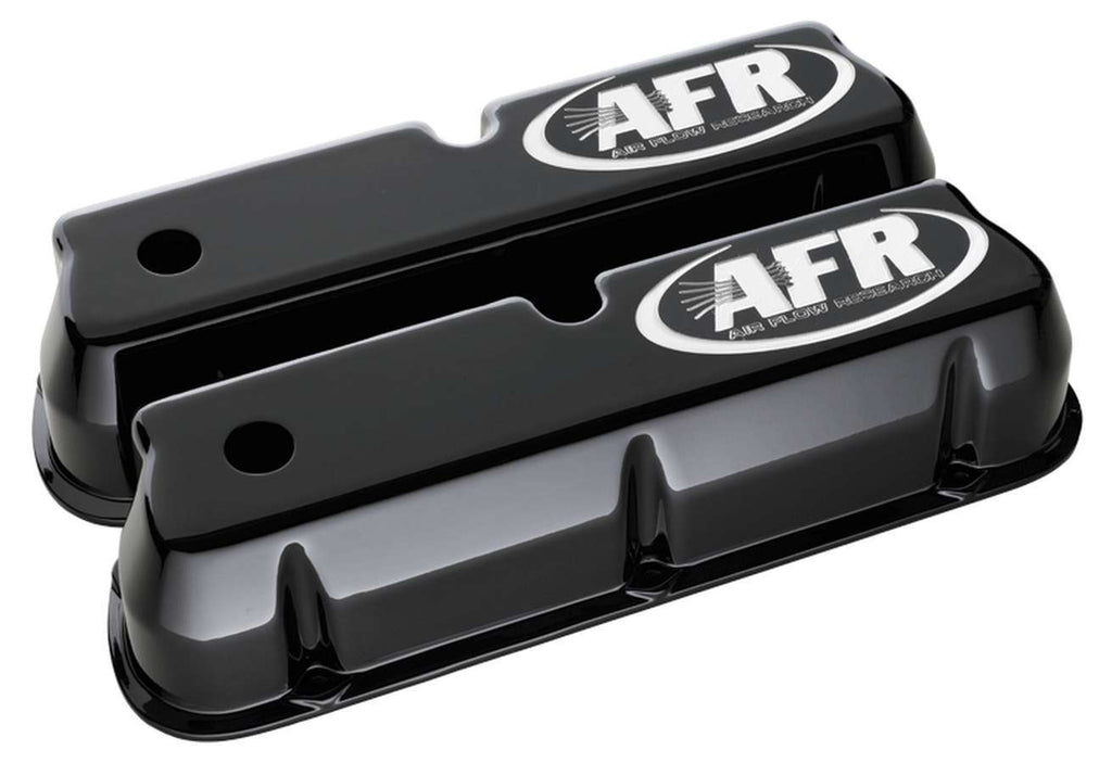 Air FLow Research SBF Tall Alum Valve Cvr Black w/AFR Logo