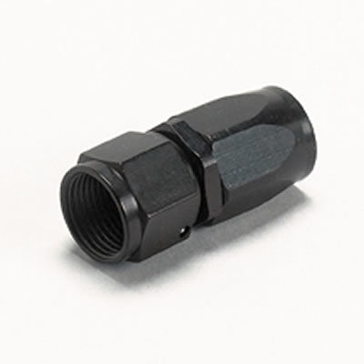 Straight Black Anodized Aluminum Hose End - Swivel Female