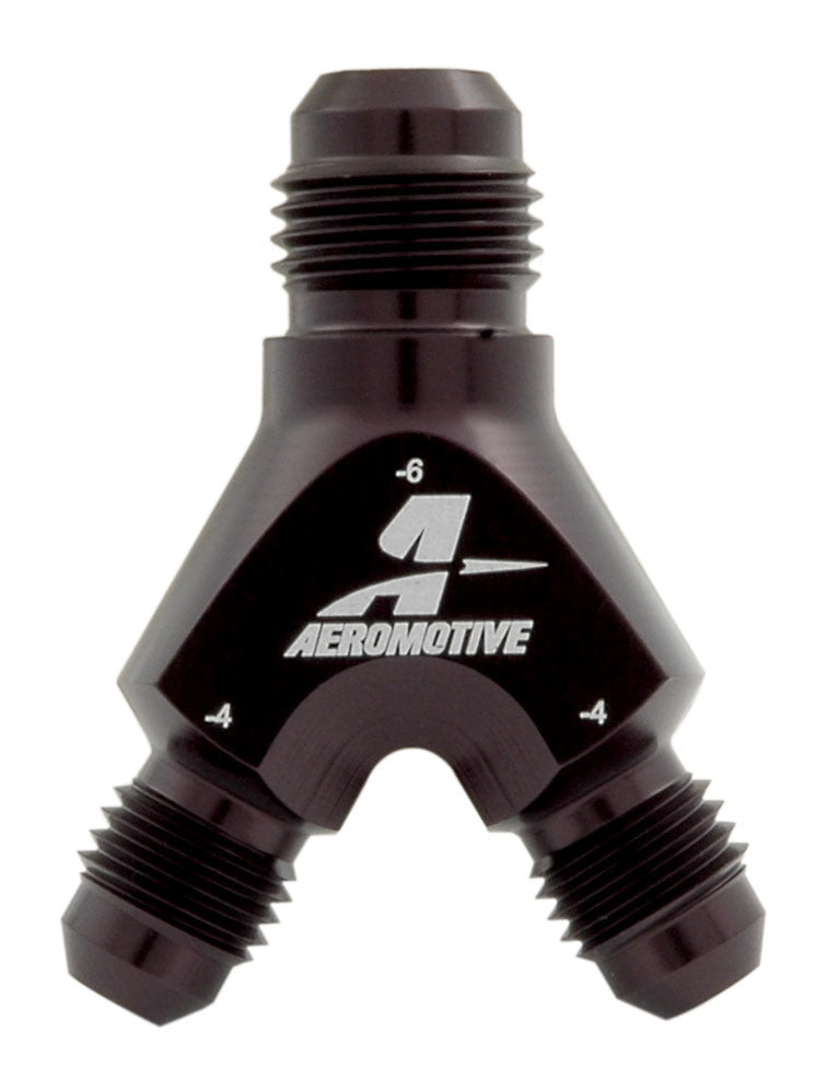 Aeromotive Fuel System Y-Block Fitting - 6an to 2 x -4an