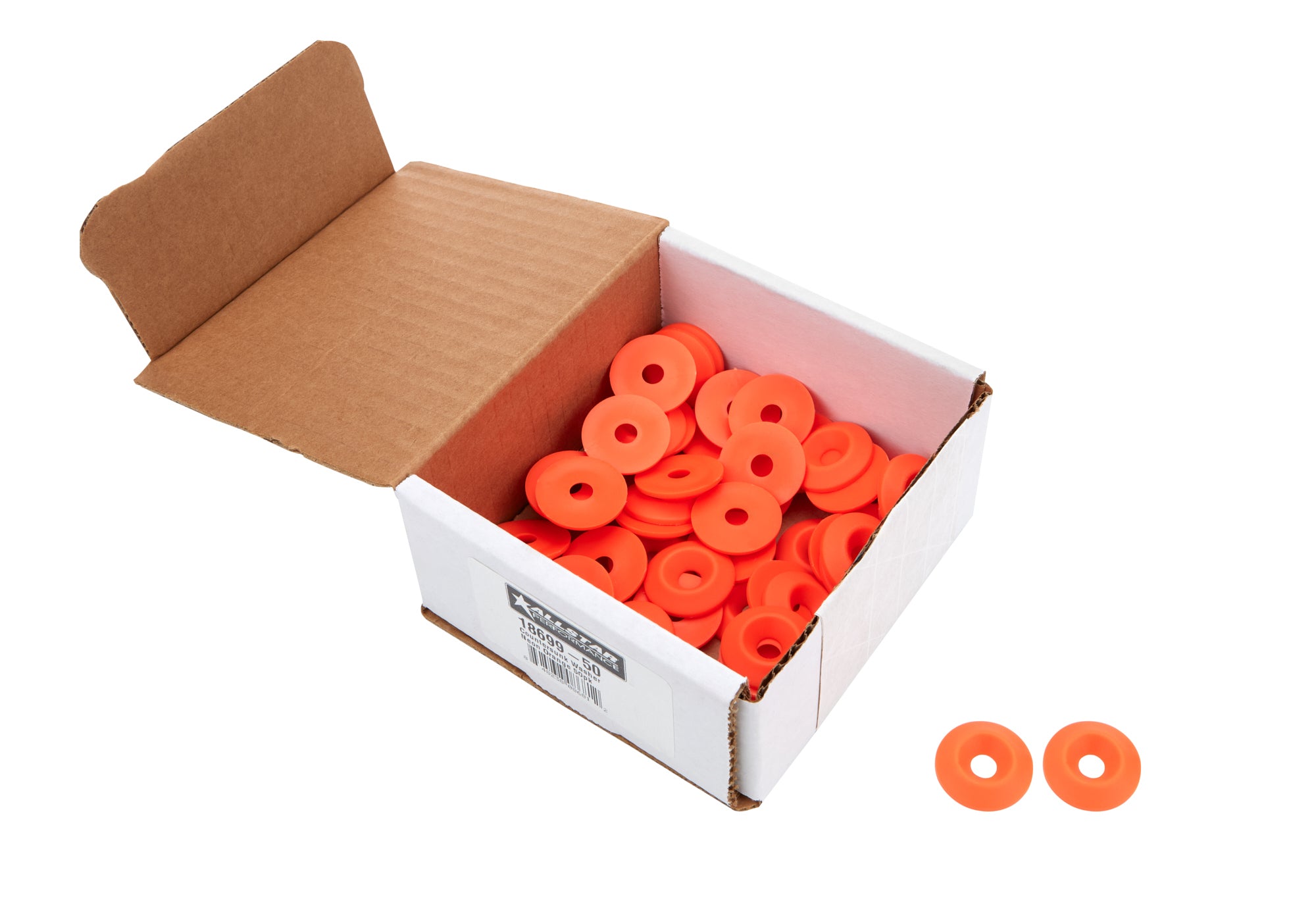Allstar Performance Countersunk Washer Fluorescent Orange 50pk