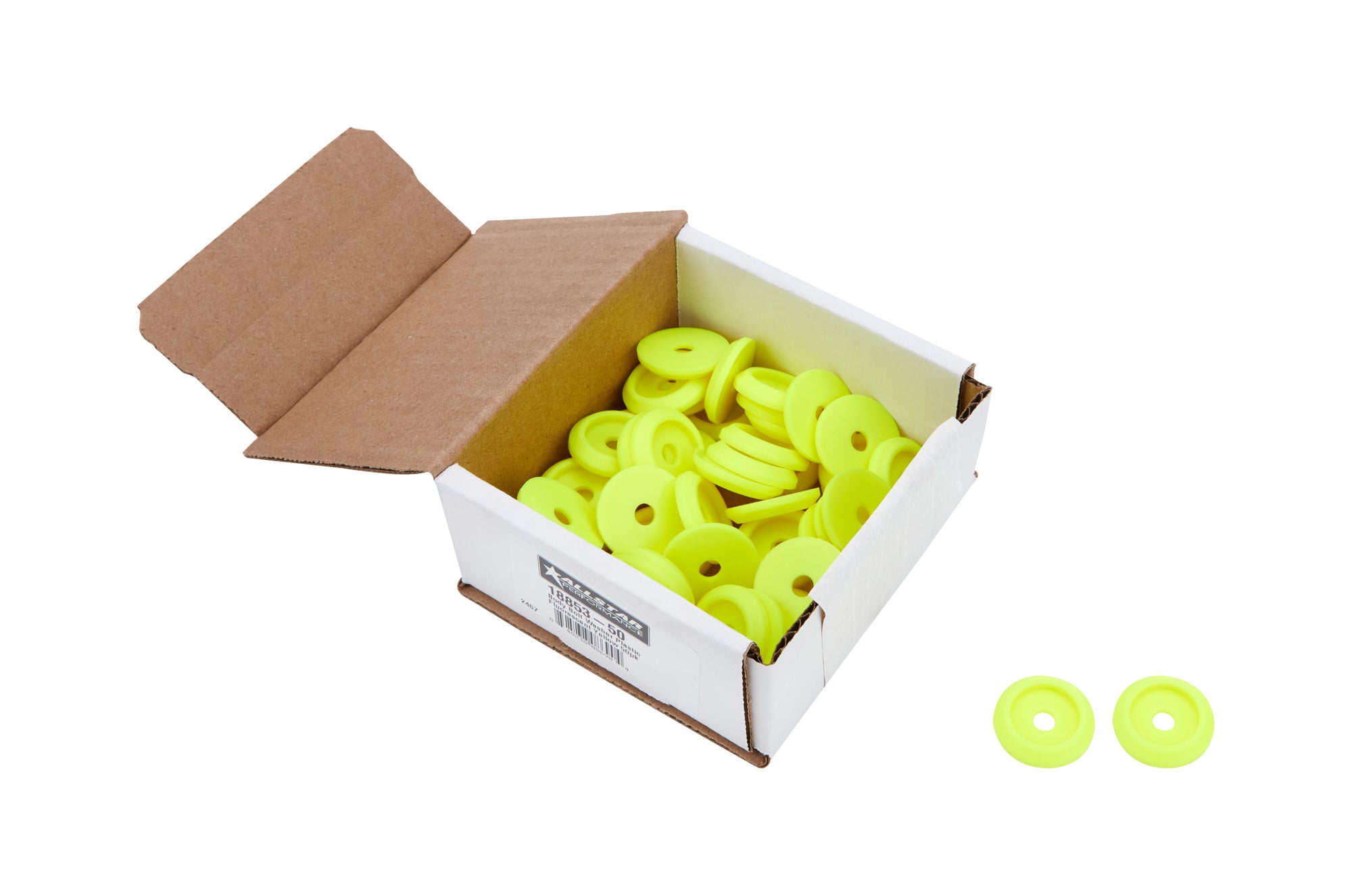 Allstar Performance Body Bolt Washer Plastic Fluorescent Yellow 50pk