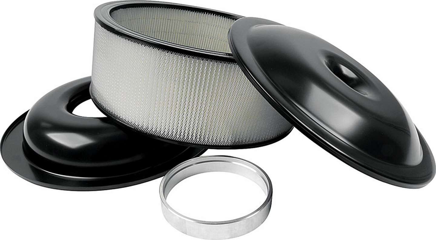 Allstar Performance Lightweight 14in Air Cleaner Kit Black 5in Element — Fits 5-1/8in Carb Flange