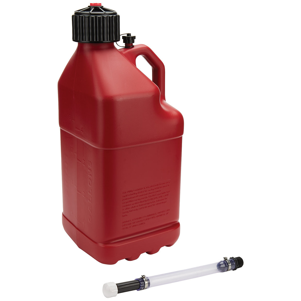 Allstar Performance 5 Gallon Utility Jug — Square Red Jug with Filler Hose