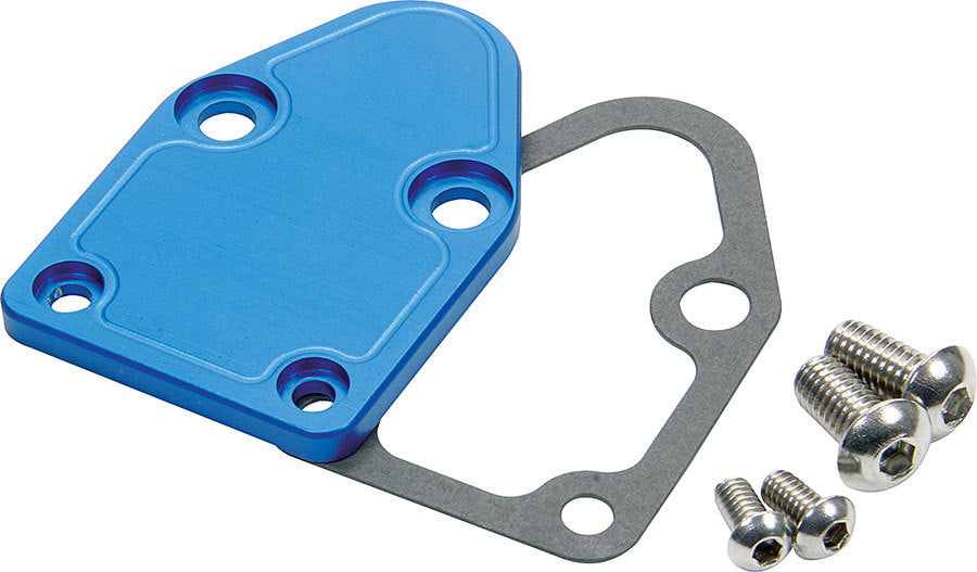 Allstar Performance SBC Fuel Pump Block Off Plate Blue — Small Block Chevy