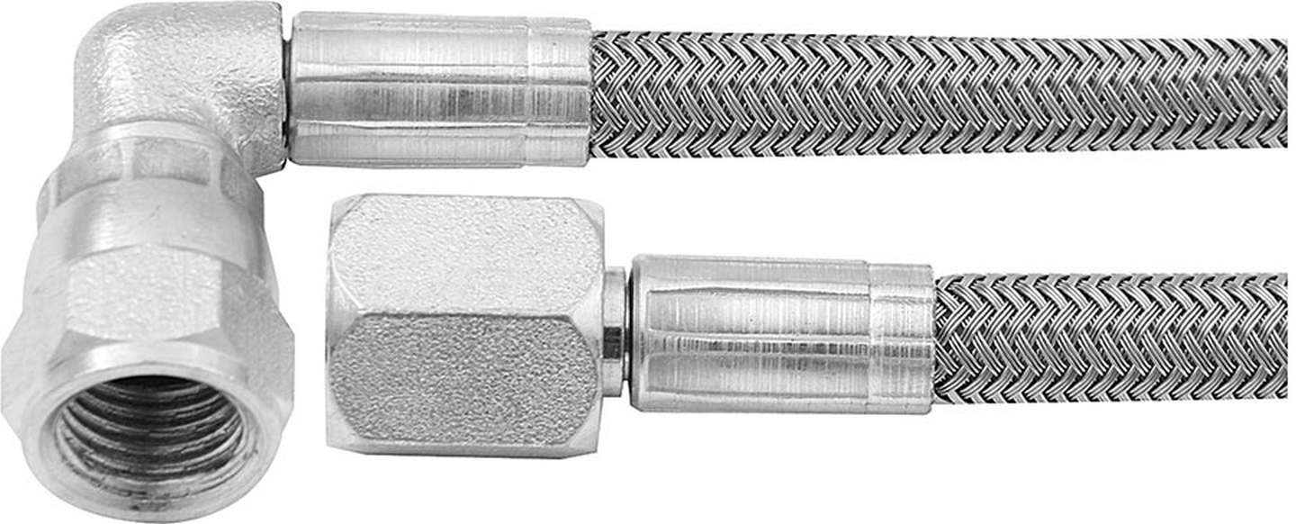 Allstar Performance Braided Brake Hose -4AN 9in Straight to 90 Deg — Fits Universal Performance Applications