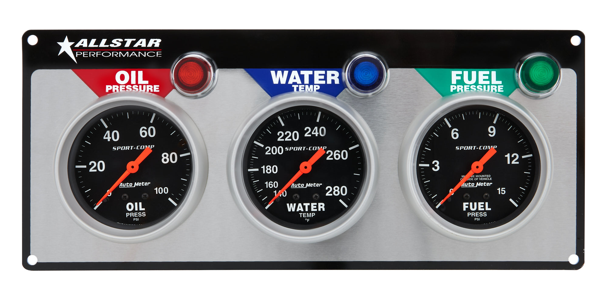 Allstar Performance 3 Gauge Panel A/M OP/WT/FP Sport-Comp