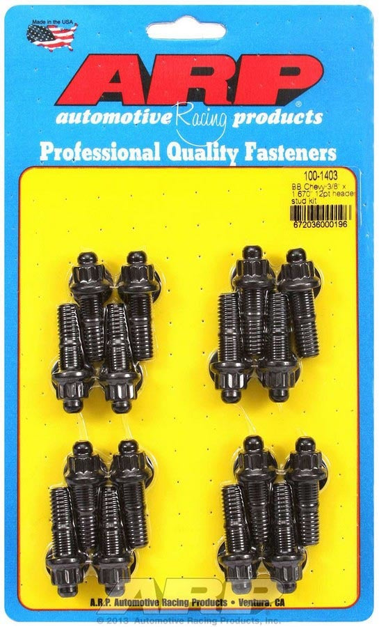 Auto Racing Products Header Stud Kit - 12pt. 3/8 x 1.670 OAL (16)