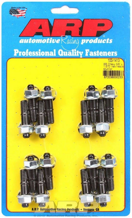 Auto Racing Products Header Stud Kit - 6pt. 3/8 x 1.670 OAL (16)