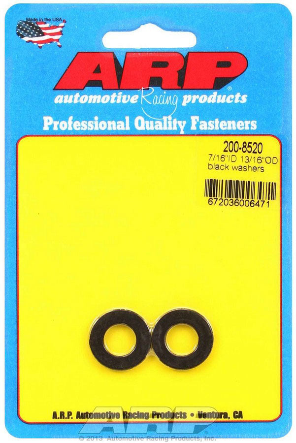 Auto Racing Products 7/16 ID x 13/16 OD Black Washers (2pk)