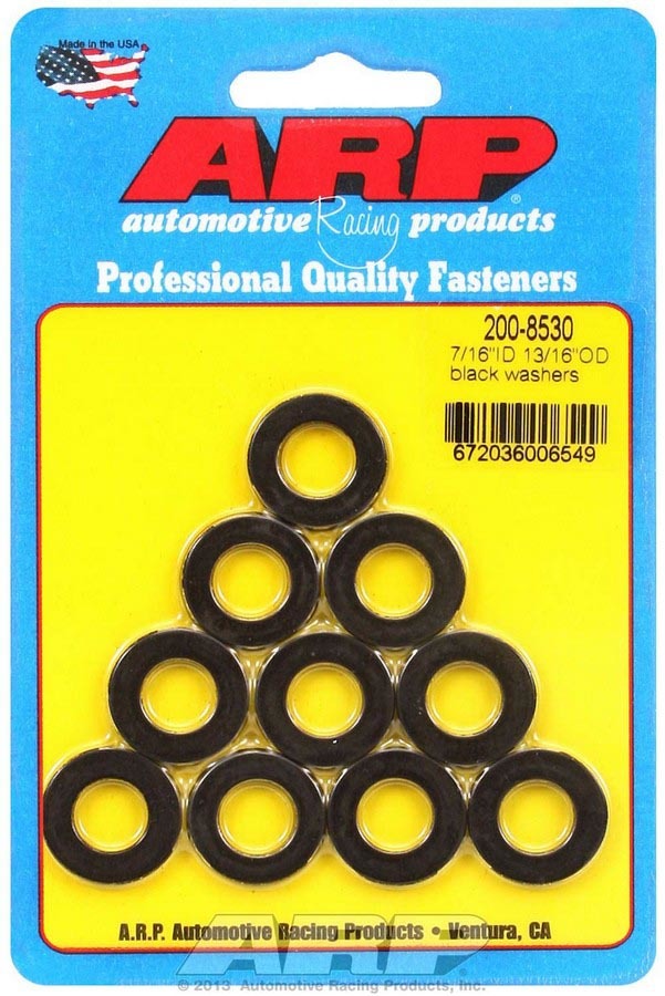 Auto Racing Products Black Washers - 7/16 ID x 13/16 OD (10)