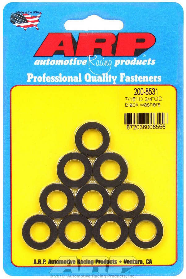 Auto Racing Products Black Washers - 7/16 ID x 3/4 OD (10)