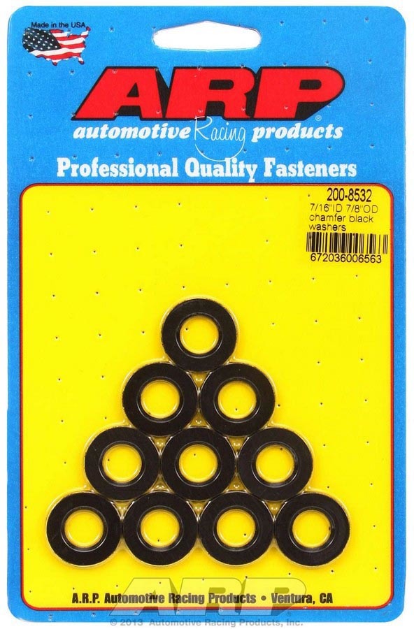 Auto Racing Products Black Washers - 7/16 ID x 7/8 OD (10)