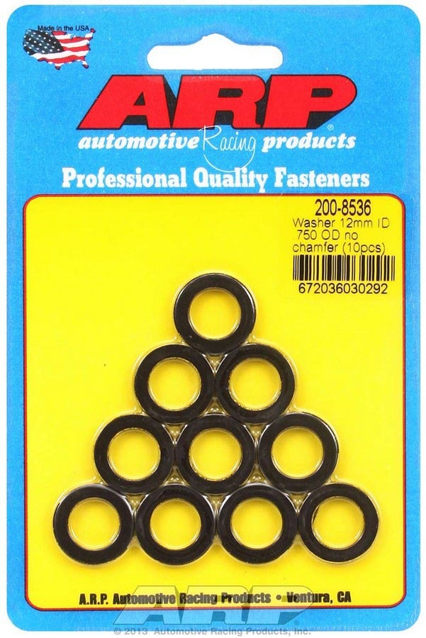 Auto Racing Products Black Washers - 12mm ID x 3/4 OD (10)