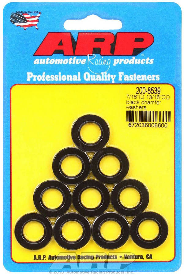 Auto Racing Products Black Washers - 7/16 ID x 13/16 OD (10)